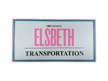 Load image into Gallery viewer, White show dashboard placard with show logo and TRANSPORTATION