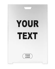 Load image into Gallery viewer, White custom A-frame sign with space for your text and logo
