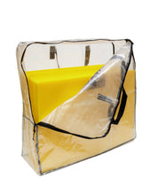 Load image into Gallery viewer, Clear sign storage bag unzipped with signs inside
