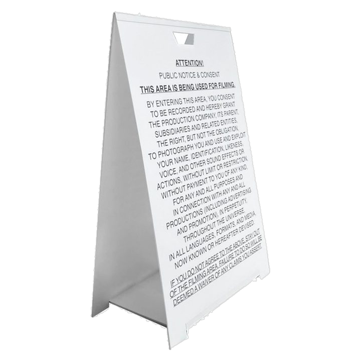 White A-frame crowd release notice board